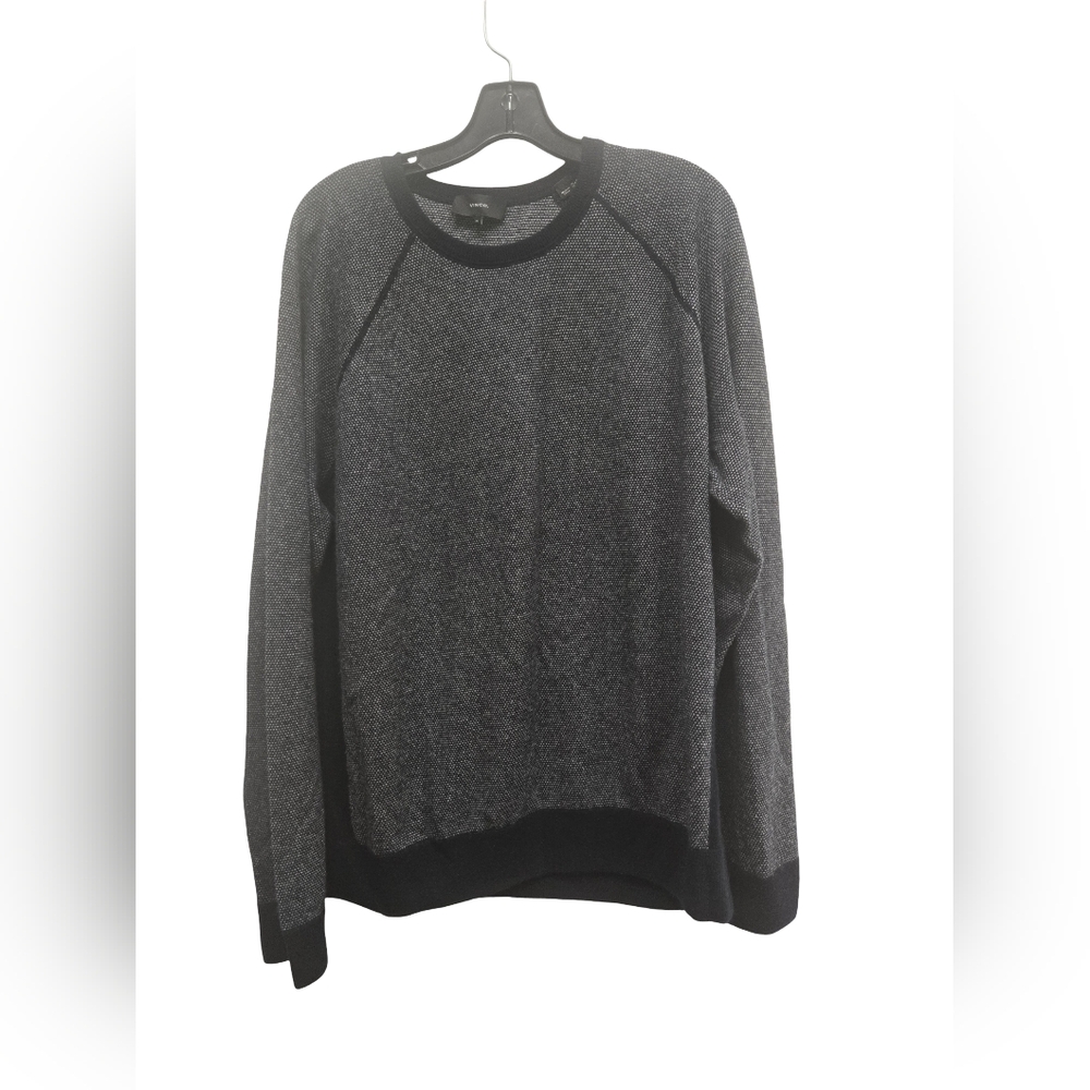 Vince Men’s Textured Knit Sweater – Black Blend – Size XL